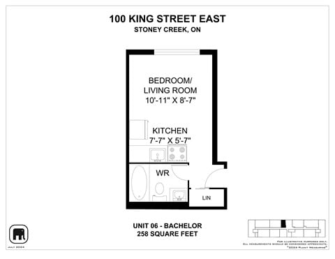 Floor plan for studio, 1 bath